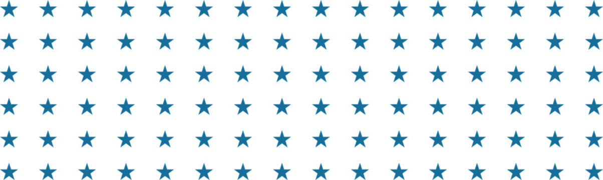 Large group of uniform blue stars arranged in perfect grid pattern on white background for patriotic or decorative designs.