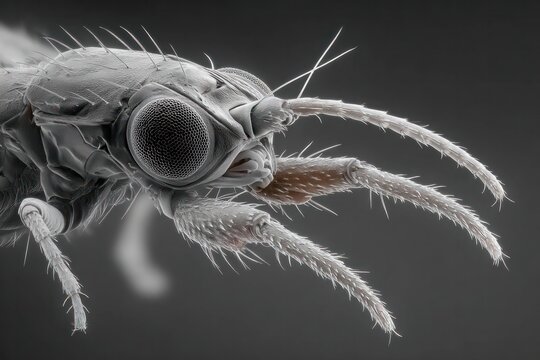 Extreme close-up of an insect head with detailed textures