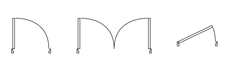 Top view CAD door symbols architectural floor plan door swing arc set © Richardson