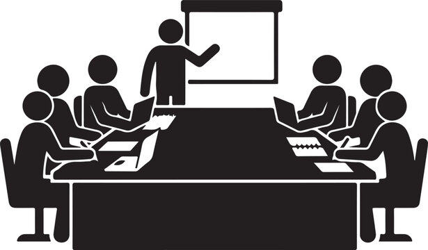 Training Workshop Silhouette Vector for Learning Concept Isolated on White Background