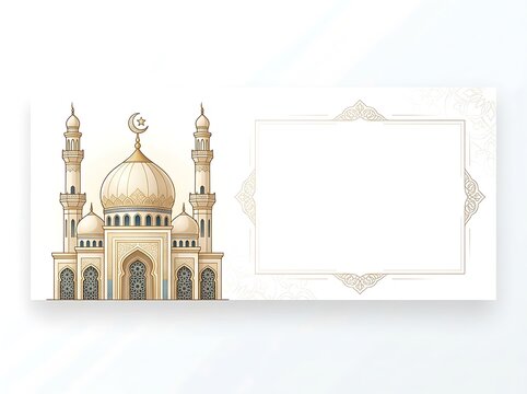 Green mosque with minarets and dome