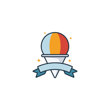 Snow Cone Emblem Ribbon Colorful Logo Design