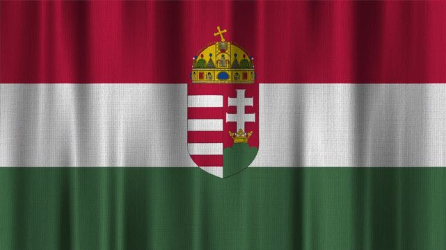Hungary Flag Animation With Fabric Texture
