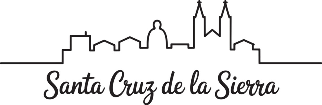 Santa cruz de la sierra skyline outline buildings architecture and famous landmarks graphic element