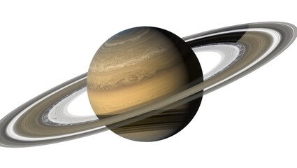 Saturn planet with detailed rings, isolated on transparent background © Ryan