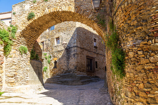 Medieval stone Peratallada town. Catalonia. Spain