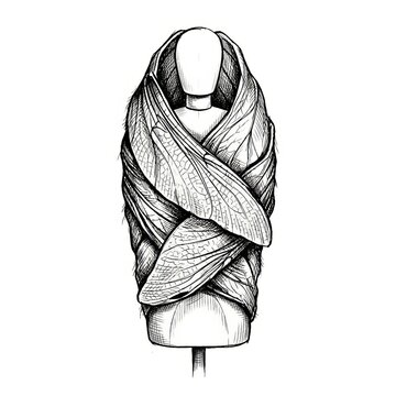 Hand drawn sketch of leaf cocoon fairy wings isolated on white.
