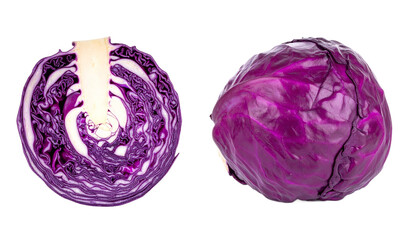 Fototapeta premium Fresh red cabbage isolated on transparent background