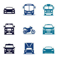Obraz premium Set of various vehicle icons with transparent background for transport design projects