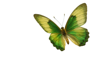 Green yellow patterned butterfly with delicate wings and antennae © Andrei