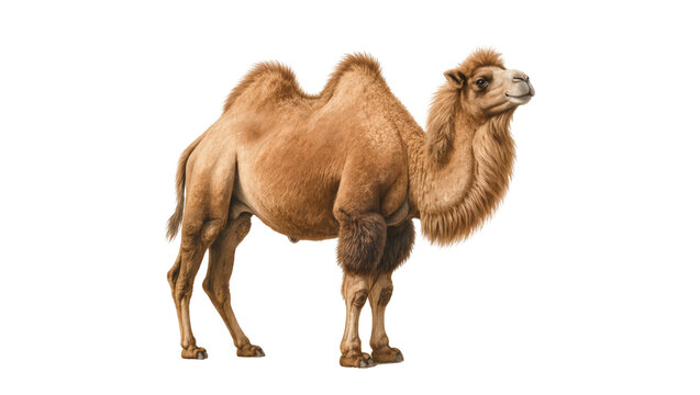 Sandy brown Dromedary Camel standing with hump and furry mane