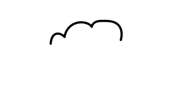 Hand drawn cloud bubble outline animation on white background