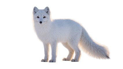 Arctic Fox Standing Alert with Fluffy White Fur and Bushy Tail © Andrei