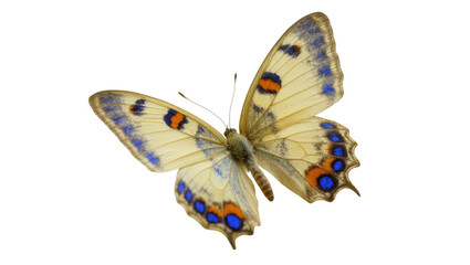 Delicate Pale Blue Butterfly with Orange and Blue Spots Wings © Andrei