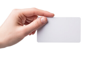Obraz premium Human hand holding blank rectangular plastic card