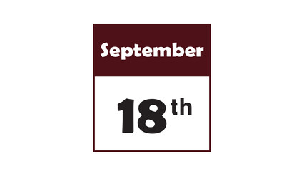 Fototapeta premium September 18th daily calendar icon vector illustration in minimalist style