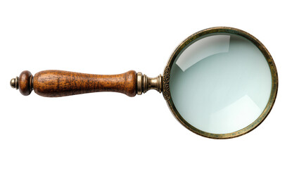Antique Brass Magnifying Glass with Wooden Handle