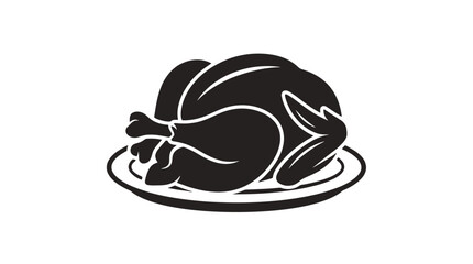 Fototapeta premium Roasted turkey on a plate icon.
