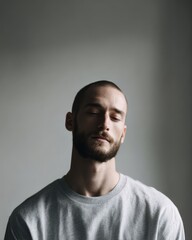 Obraz premium Man portrait, neutral background, lifestyle concept