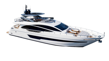 Modern white luxury yacht with multiple decks and glass windows © Andrei