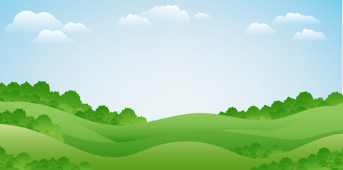 Obraz premium Green Hills With Blue Sky