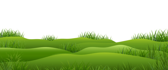 Naklejka premium green grass and hills isolated white backgrpund