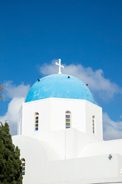Blue domed church in Greece