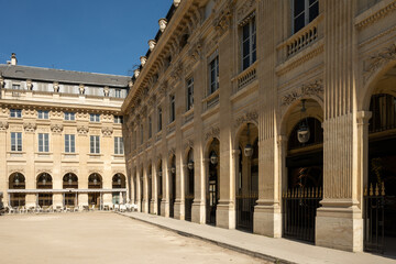 Fototapeta premium Architecture of Paris, Parisian neoclassical architecture facades, sculptural ornament and wrought-iron detailing, city's varied historical building types and styles