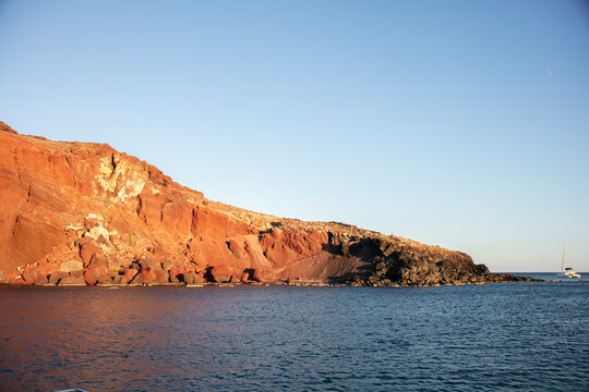 Red Beach in Santorini Greece at sunset