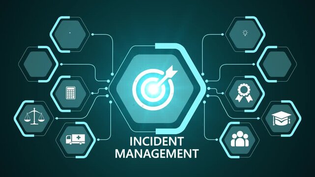 Incident Management in business tech involves swiftly diagnosing and resolving unexpected issues. A businessman uses a laptop with a virtual incident management icon. animation video on transparent