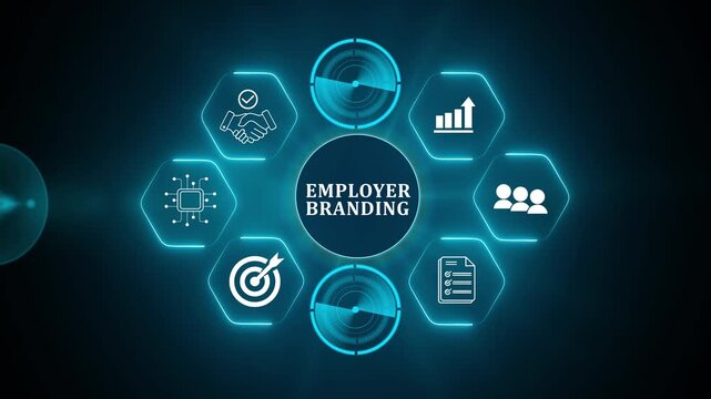 Employer branding concept. Strong employer brand, attractive employer, competitive job market and build a loyal and engaged workforce. Promoting brand, attracting top talent and retain employees