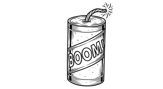 An illustration of a dynamite stick with a lit fuse and BOOM label.