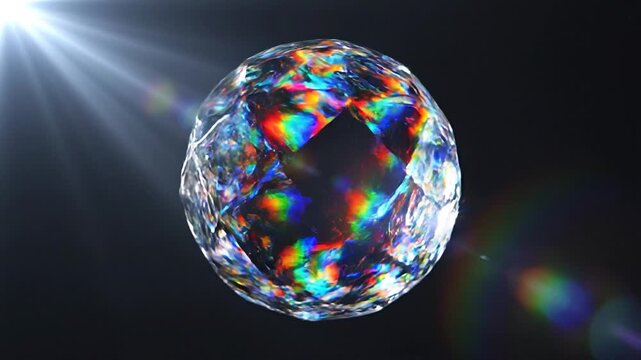 A multi-faceted diamond gemstone with vibrant rainbow refractions and lens flare effects against a dark, moody background, symbolizing luxury and value