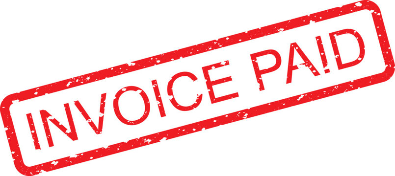 Red rubber stamp impression with the text invoice paid isolated on a white background