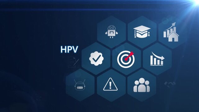 HPV healthcare awareness with prevention monitoring and medical data management system for public health and disease control strategies 4k transparent background visuals