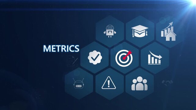 Business performance dashboard powered by Metrics interface with secure analytics monitoring and advanced digital management system technology 4K animation video. on transparent background.