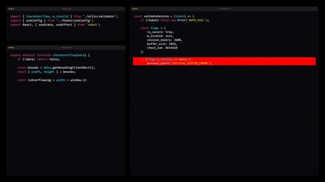 Software Developer Writing JavaScript Code In A Dark Mode Code Editor 