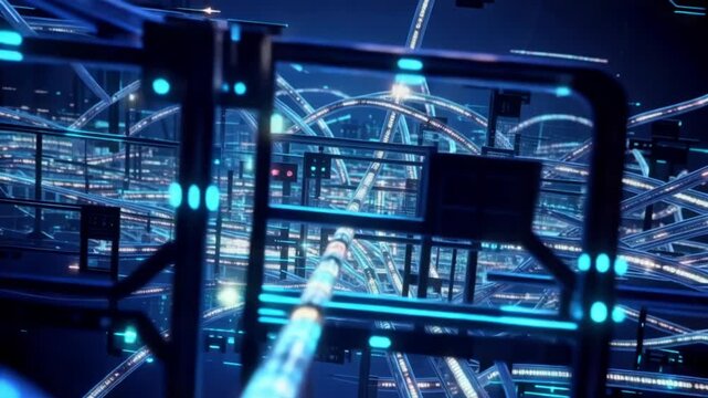 A glowing fiber optics background showcasing global internet technology and digital data communication animation tech video