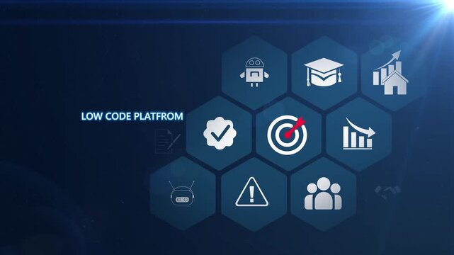 Low Code software development platform technology concept. for enterprise application automation and rapid digital transformation solutions for modern business environments. on transparent.
