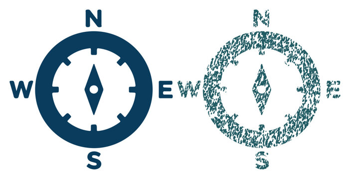 Two compasses indicating direction, one solid and one textured, representing navigation and guidance.