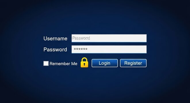 Login screen interface with username and password fields on blue background