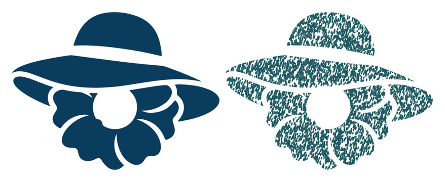 Stylized illustration of a woman's face hidden behind a wide-brimmed hat and flowers