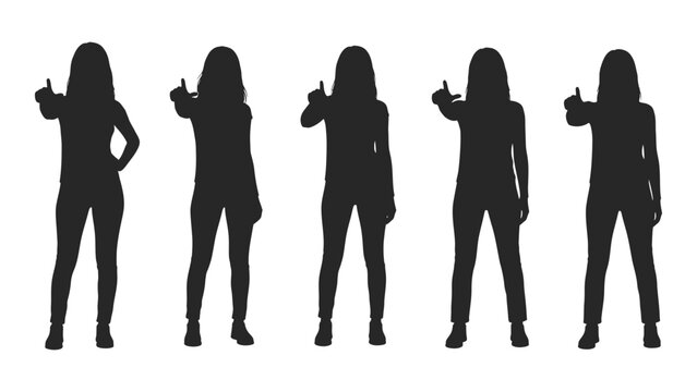 People silhouettes giving thumbs up gesture isolated on white background high quality