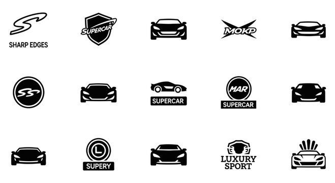 Collection of sleek sports car vector logos and emblems
