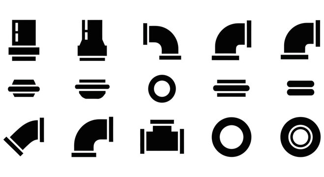 Collection of industrial pipe fitting components for plumbing system design