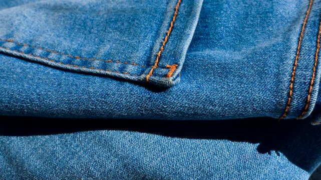 Exquisite stitching detail on denim, capturing the craftsmanship and unique texture of the fabric.