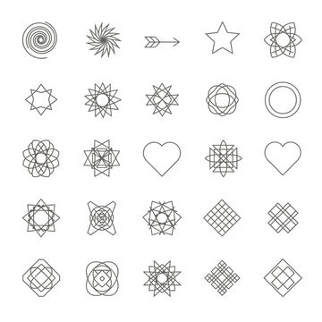 Geometric Shapes and Symbols Collection: Abstract Line Art Icons