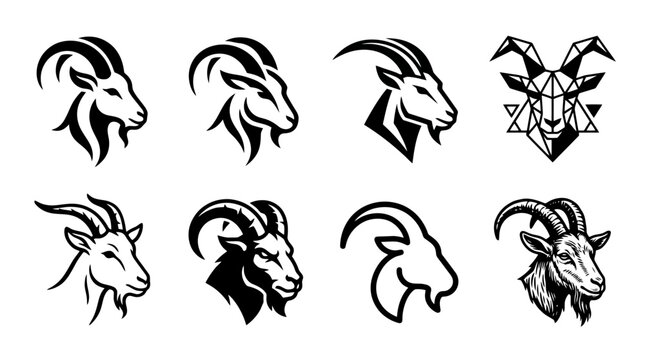 Black goat head icons and logos.