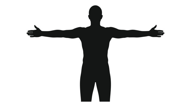 Human silhouette with arms outstretched isolated on a white background high quality