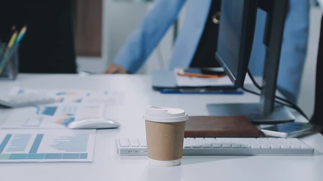 Businessman and Certified Public Accountant (CPA) auditor providing accounting and auditing services in the same company and stock market chart data and anti bribery of accounting